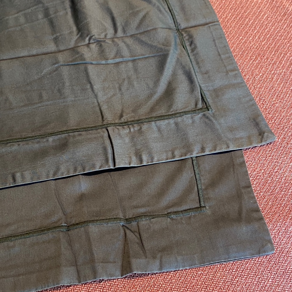 Two euro sq pillow shams. Cotton sateen navy blue with matching stitching